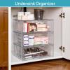Vtopmart 2 Pack Large Stackable Storage Drawers,Easily Assemble Clear Acrylic Bathroom Closet Undersink Organizers,Plastic Storage Bins for Cabinet,Kitchen Pantry,Medicine Organization(4)