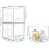 Vtopmart 2 Pack Stackable Storage Drawers, 6.6”Tall Acrylic Bathroom Makeup Organizers,Clear Plastic Storage Bins For Vanity, Undersink, Kitchen Cabinet,Pantry Organization and Storage(6)