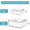 Vtopmart 220oz + 76.4oz Extra Large Glass Storage Containers Set, Meal Prep Food Container Sets with Snap Airtight Lids for Roasting Turkey, Rotisserie Chicken, Baking, Watermelon Storage, BPA Free(2pack 220oz+76.4oz)