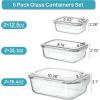 Vtopmart 220oz + 76.4oz Extra Large Glass Storage Containers Set, Meal Prep Food Container Sets with Snap Airtight Lids for Roasting Turkey, Rotisserie Chicken, Baking, Watermelon Storage, BPA Free(6pack mixed sizes)
