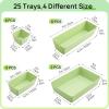 Vtopmart 25 PCS Plastic Drawer Organizers Set, 4-Size Versatile Bathroom and Vanity Drawer Organizer Trays, Storage Bins for Makeup, Bedroom, Kitchen Gadgets Utensils and Office(Light Green)