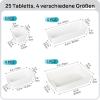 Vtopmart 25 PCS Plastic Drawer Organizers Set, 4-Size Versatile Bathroom and Vanity Drawer Organizer Trays, Storage Bins for Makeup, Bedroom, Kitchen Gadgets Utensils and Office(White)