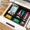 Vtopmart 25 PCS Plastic Drawer Organizers Set, 4-Size Versatile Bathroom and Vanity Drawer Organizer Trays, Storage Bins for Makeup, Bedroom, Kitchen Gadgets Utensils and Office(Black)