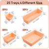 Vtopmart 25 PCS Plastic Drawer Organizers Set, 4-Size Versatile Bathroom and Vanity Drawer Organizer Trays, Storage Bins for Makeup, Bedroom, Kitchen Gadgets Utensils and Office(Orange)