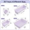 Vtopmart 25 PCS Plastic Drawer Organizers Set, 4-Size Versatile Bathroom and Vanity Drawer Organizer Trays, Storage Bins for Makeup, Bedroom, Kitchen Gadgets Utensils and Office(Lilac)