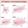 Vtopmart 25 PCS Plastic Drawer Organizers Set, 4-Size Versatile Bathroom and Vanity Drawer Organizer Trays, Storage Bins for Makeup, Bedroom, Kitchen Gadgets Utensils and Office(Pink)
