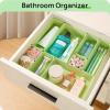 Vtopmart 25 PCS Plastic Drawer Organizers Set, 4-Size Versatile Bathroom and Vanity Drawer Organizer Trays, Storage Bins for Makeup, Bedroom, Kitchen Gadgets Utensils and Office(Light Green)