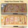 Vtopmart 25 PCS Plastic Drawer Organizers Set, 4-Size Versatile Bathroom and Vanity Drawer Organizer Trays, Storage Bins for Makeup, Bedroom, Kitchen Gadgets Utensils and Office(Beige)
