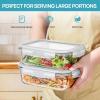 Vtopmart 2Pack 2260ml/ 76.4oz Large Glass Containers Food Storage with Lids, Meal Prep Food Container Set with Snap Airtight Lid for Baking, Microwave, Oven, Leak Proof, for Freezer, Dishwasher, Green(Grey)