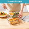 Vtopmart 2Pack 2260ml/ 76.4oz Large Glass Containers Food Storage with Lids, Meal Prep Food Container Set with Snap Airtight Lid for Baking, Microwave, Oven, Leak Proof, for Freezer, Dishwasher, Green(Grey)