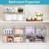 Vtopmart 3 Pack Clear Stackable Storage Drawers,Easy to Assemble Bathroom Organizers and Storage with handles,Plastic Drawers for Kitchen Pantry,Cabinet,Under Sink Organization(4 Small+2 Wide)