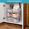Vtopmart 3 Pack Clear Stackable Storage Drawers,Easy to Assemble Bathroom Organizers and Storage with handles,Plastic Drawers for Kitchen Pantry,Cabinet,Under Sink Organization(1 Wide+2 Small)