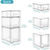 Vtopmart 3 Pack Clear Stackable Storage Drawers,Easy to Assemble Bathroom Organizers and Storage with handles,Plastic Drawers for Kitchen Pantry,Cabinet,Under Sink Organization(2 Large+2 Medium+2 Small)