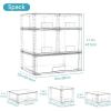Vtopmart 3 Pack Clear Stackable Storage Drawers,Easy to Assemble Bathroom Organizers and Storage with handles,Plastic Drawers for Kitchen Pantry,Cabinet,Under Sink Organization(1 Wide+2 Medium+2 Small)