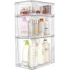 Vtopmart 3 Pack Clear Stackable Storage Drawers,Easy to Assemble Bathroom Organizers and Storage with handles,Plastic Drawers for Kitchen Pantry,Cabinet,Under Sink Organization(1 Large+1 Medium+1 Small)