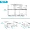 Vtopmart 3 Pack Clear Stackable Storage Drawers,Easy to Assemble Bathroom Organizers and Storage with handles,Plastic Drawers for Kitchen Pantry,Cabinet,Under Sink Organization(1 Wide+2 Small)