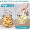 Vtopmart 34oz Glass Food Storage Jars with Airtight Clamp Lids, 3 Pack Kitchen Canisters for Flour, Cereal, Coffee, Pasta and Canning, Square Mason Jar with 8 Chalkboard Labels(3pack-34oz-Round)