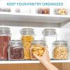 Vtopmart 34oz Glass Food Storage Jars with Airtight Clamp Lids, 3 Pack Kitchen Canisters for Flour, Cereal, Coffee, Pasta and Canning, Square Mason Jar with 8 Chalkboard Labels(3pack-78oz-Square)