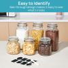 Vtopmart 34oz Glass Food Storage Jars with Airtight Clamp Lids, 3 Pack Kitchen Canisters for Flour, Cereal, Coffee, Pasta and Canning, Square Mason Jar with 8 Chalkboard Labels(3pack-34oz-Round)