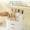 Vtopmart 3-Tier Skincare Makeup Organizer with Drawers for Vanity and Bathroom Countertop, Large Cosmetic Storage Box Case for Dresser, with Non-Slip Base(no Lids)