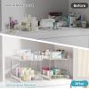 Vtopmart 4 Pack 2 Tier Bathroom Under Sink Organizers and Storage, Clear Kitchen Pantry Organization, Pull Out Medicine Cabinet Organizer with Movable Dividers(White)
