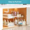 Vtopmart 4 Pack 2 Tier Bathroom Under Sink Organizers and Storage, Clear Kitchen Pantry Organization, Pull Out Medicine Cabinet Organizer with Movable Dividers(White)