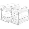 Vtopmart 4 Pack 2 Tier Bathroom Under Sink Organizers and Storage, Clear Kitchen Pantry Organization, Pull Out Medicine Cabinet Organizer with Movable Dividers(Transparent)