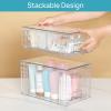 Vtopmart 4 Pack Clear Stackable Storage Drawers,Under Sink and Kitchen Organizers Storage,Easy to Assemble Plastic Drawers for Baby Bottle,Medicine, Bathroom,Cabinet and Pantry Organization(8)