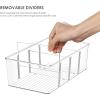Vtopmart 4 Pack Food Storage Organizer Bins, Clear Plastic Bins for Pantry, Kitchen, Fridge, Cabinet Organization and Storage, 4 Compartment Holder Packets, Snacks, Pouches, Spice Packets(2 Pack)