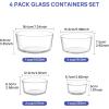 Vtopmart 4 Pack Glass Bowls with Lids (1, 2, 4, 7 Cup), Food Storage Containers, Meal Prep and Leftovers Keeper, Lunch Container, Microwave, Dishwasher & Freezer Safe
