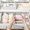 Vtopmart 4 Pack Underwear Drawer Organizers Set, 6+7+8+24 Cells Clothes Drawer Dividers Dresser Organizers Bins for Socks, Bras, Scarves, Ties, Non-Woven Fabric Storage Boxes for Closet, Nursery(4 Pack  6+7+8+24 Cells)