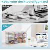 Vtopmart 4 Set Clear Desk Organizer, Pen Organizer with 16 Drawers, Acrylic Desktop Organization and Storage for Office Supplies, Pen, Makeup, Art Craft, Jewelry