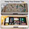 Vtopmart 44 PCS Clear Plastic Drawer Organizers Set, 4-Size Versatile Bathroom and Vanity Organizer Trays, Non-Slip Storage Containers for Makeup, Jewelries, Bedroom，Kitchen Utensils and Office(Black)