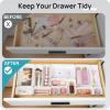 Vtopmart 44 PCS Clear Plastic Drawer Organizers Set, 4-Size Versatile Bathroom and Vanity Organizer Trays, Non-Slip Storage Containers for Makeup, Jewelries, Bedroom，Kitchen Utensils and Office(White)