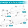 Vtopmart 44 PCS Clear Plastic Drawer Organizers Set, 4-Size Versatile Bathroom and Vanity Organizer Trays, Non-Slip Storage Containers for Makeup, Jewelries, Bedroom，Kitchen Utensils and Office(Clear)