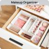 Vtopmart 44 PCS Clear Plastic Drawer Organizers Set, 4-Size Versatile Bathroom and Vanity Organizer Trays, Non-Slip Storage Containers for Makeup, Jewelries, Bedroom，Kitchen Utensils and Office(White)