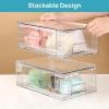 Vtopmart 4Pack Large Stackable Kitchen Pantry Storage Drawers, Clear Organizer Bins with Handles, Acrylic Drawer Organizers for Kitchen Pantry, Bathroom Undersink, Cabinet Organization and Storage(6Pack 4.4″H-with Dividers)