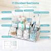 Vtopmart 5 PCS Bathroom Countertop Organizer, 1 Divided Tray with 4 Qtip Holder Jars, Restroom Clear Organizers for Toothbrush, Cotton Pads Balls, Floss, Bathroom Vanity Accessories Storage Set(Clear)