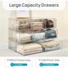 Vtopmart 5 Pack Large & Medium Stackable Drawer Organizer Set, 108QT Easy Assembly Clear Plastic Storage Cabinet, Durable Dresser for Closet, Bedroom, Entryway, Playroom & Apartment Organization(2pk L & 3pk M)