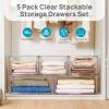 Vtopmart 5 Pack Large & Medium Stackable Drawer Organizer Set, 108QT Easy Assembly Clear Plastic Storage Cabinet, Durable Dresser for Closet, Bedroom, Entryway, Playroom & Apartment Organization(2pk L & 3pk M)