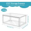 Vtopmart 5 Pack Large & Medium Stackable Drawer Organizer Set, 108QT Easy Assembly Clear Plastic Storage Cabinet, Durable Dresser for Closet, Bedroom, Entryway, Playroom & Apartment Organization(2pk Large)