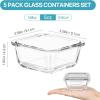 Vtopmart 5Pack 22oz Glass Storage Containers with Lids, Glass Meal Prep Food Container Sets with Snap Airtight Lids for Microwave, Oven, Freezer and Dishwasher, Grey(Grey)