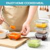 Vtopmart 5Pack 22oz Glass Storage Containers with Lids, Glass Meal Prep Food Container Sets with Snap Airtight Lids for Microwave, Oven, Freezer and Dishwasher, Grey(Grey)
