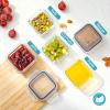 Vtopmart 5Pack 22oz Glass Storage Containers with Lids, Glass Meal Prep Food Container Sets with Snap Airtight Lids for Microwave, Oven, Freezer and Dishwasher, Grey(Grey)