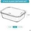 Vtopmart 5Pack 22oz Glass Storage Containers with Lids, Glass Meal Prep Food Container Sets with Snap Airtight Lids for Microwave, Oven, Freezer and Dishwasher, Grey(Green)