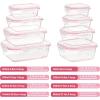 Vtopmart 8 Pack Glass Food Storage Containers with Airtight Lids, Glass Meal Prep Containers, Lunch Office Meal for Microwave, Oven, Freezer and Dishwasher, BPA Free(Pink)