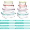 Vtopmart 8 Pack Glass Food Storage Containers with Airtight Lids, Glass Meal Prep Containers, Lunch Office Meal for Microwave, Oven, Freezer and Dishwasher, BPA Free(Multi-colors)
