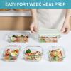 Vtopmart 8 Pack Glass Food Storage Containers with Airtight Lids, Glass Meal Prep Containers, Lunch Office Meal for Microwave, Oven, Freezer and Dishwasher, BPA Free(Grass Green)
