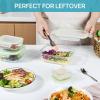 Vtopmart 8 Pack Glass Food Storage Containers with Airtight Lids, Glass Meal Prep Containers, Lunch Office Meal for Microwave, Oven, Freezer and Dishwasher, BPA Free(Grass Green)