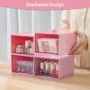 Vtopmart 8 Pack Small Clear Stackable Storage Drawers,Acrylic Bathroom Makeup Organizer,Plastic Storage Bins For Vanity, Undersink, Kitchen Cabinets, Pantry, Home Organization(4pack-Pink)